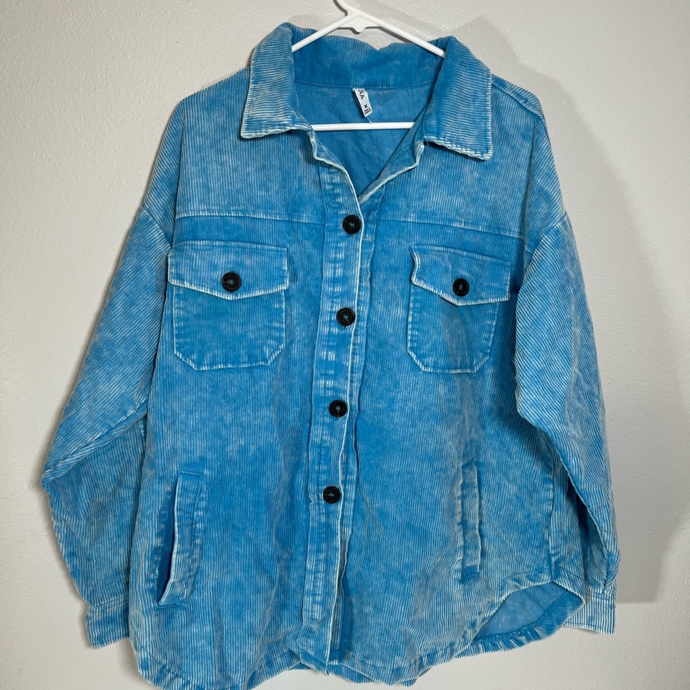 Zenana Blue Corduroy shirt size M